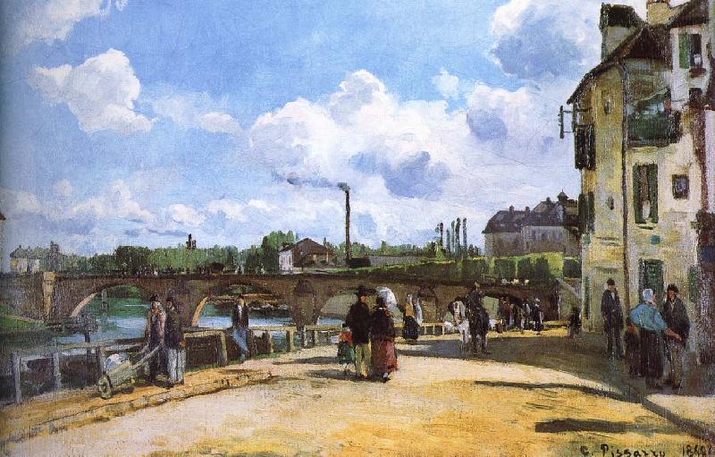 Camille Pissarro Pang map of the river and the bridge Schwarz France oil painting art